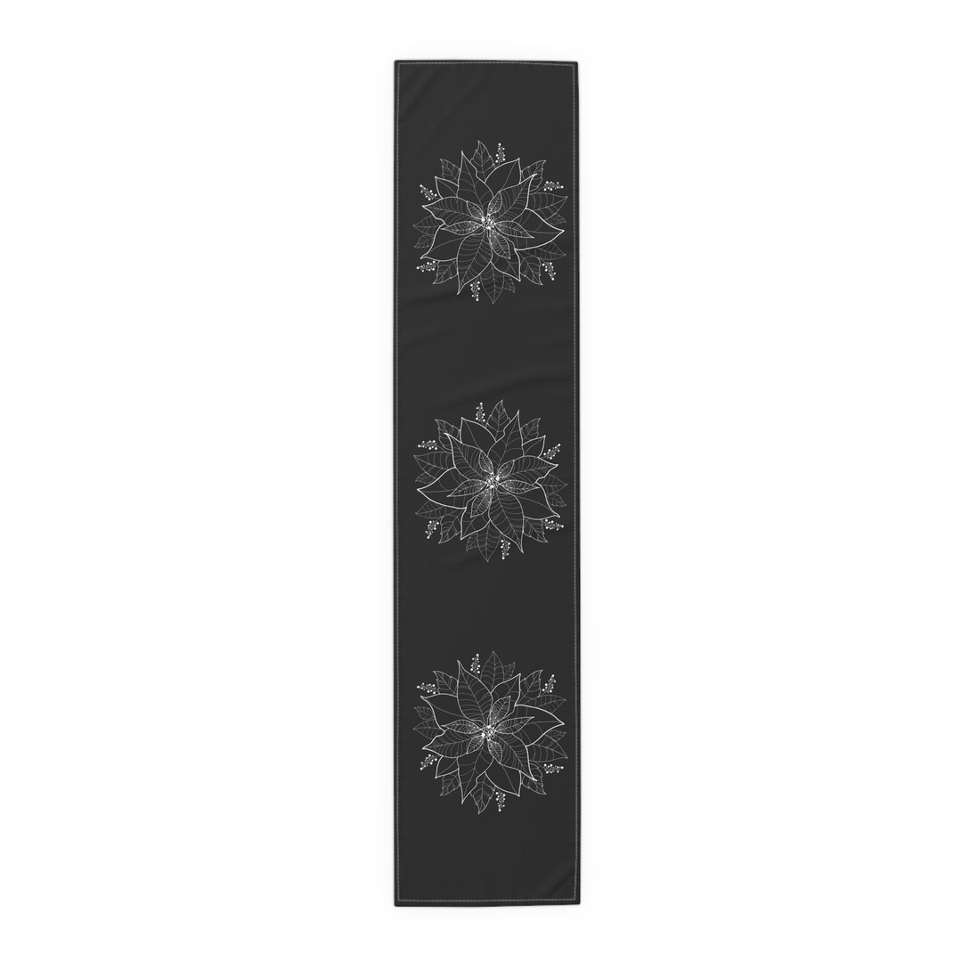 Black and White Christmas Table Runner cotton Poly Etsy