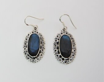 925 solid Sterling Silver Semi-precious Dangle Earrings. Gift for her.