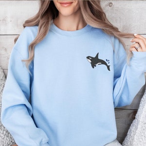 Killer Whale Embroidered Sweatshirt, Whale Shirt, Embroidered Killer Whale, Orca Sweatshirt, Marine Biology Shirt, Ocean Clean Up,Ocean Week