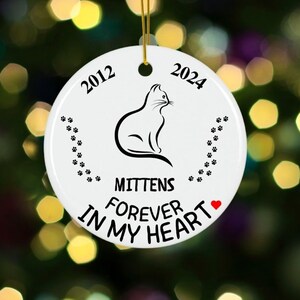 Cat Memorial Ornament, Pet Memorial Gift, Memorial Ornament, Custom Ornament, Christmas Ornaments, Cat Loss Keepsake, Forever Loved Ornament