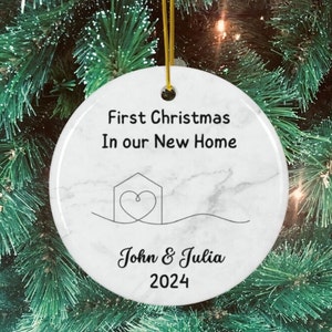Heart Line New Home Ornament,First Christmas in Our Home Christmas Ornaments,Personalized New Home Ornament,Keepsake Gift, Housewarming Gift