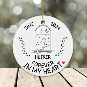 Cat Memorial Ornament, Pet Memorial Gift, Memorial Ornament, Custom Ornament, Christmas Ornaments, Cat Loss Keepsake, Forever Loved Ornament