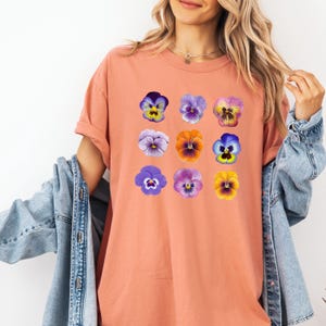 Pansy Collection Comfort Colors Flower Shirt, Garden Lover, Floral T shirt, Wildflowers Tee, Gardening Tshirt, Flower Lover, Pressed Flowers