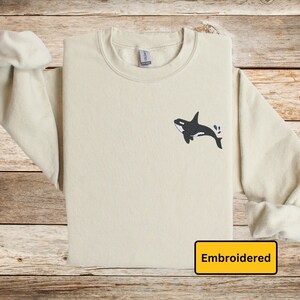 Killer Whale Embroidered Sweatshirt, Whale Shirt, Embroidered Killer Whale, Orca Sweatshirt, Marine Biology Shirt, Ocean Clean Up,Ocean Week