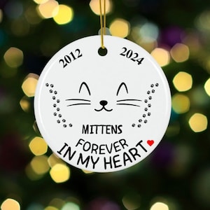 Cat Memorial Ornament, Pet Memorial Gift, Memorial Ornament, Custom Ornament, Christmas Ornaments, Cat Loss Keepsake, Forever Loved Ornament