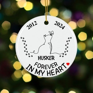 Cat Memorial Ornament, Pet Memorial Gift, Memorial Ornament, Custom Ornament, Christmas Ornaments, Cat Loss Keepsake, Forever Loved Ornament