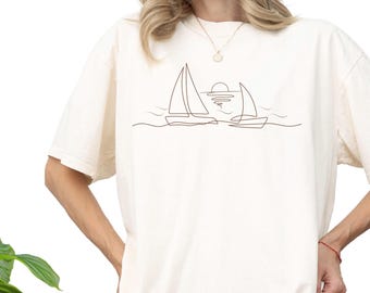 Sail Boat Shirt,  Comfort Colors TShirt,  Regatta Shirt, Sailing Squadron, Sunset Shirt, Sailing Tee, Boating Shirt