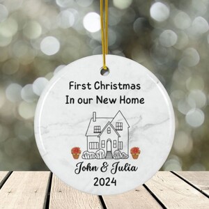 Poinsettia New Home Ornaments,First Christmas in our New Home,Christmas Ornament, Personalized New House Ornament,Keepsake Gift,Housewarming
