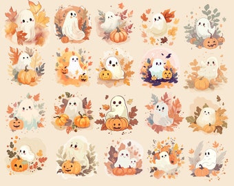 20 süßes Gespenst SVG/PNG Bundle, Halloween-Svg, Herbst-Svg, Gespenst Png, Herbst-Svg-Bundle