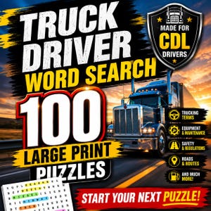 LKW-Fahrer-Wortsuchrätsel, 100 Rätsel in Großdruck (PDF-Download)
