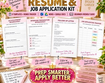 ATS Resume Template Bundle, Editable Word and Google Docs Job Application Kit, Cover Letter, References and Interview Planner