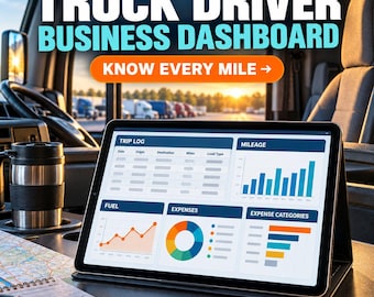Foglio di calcolo per le spese degli autisti di camion, strumento di monitoraggio dei guadagni e del chilometraggio per i proprietari-operatori, registro del carburante e dashboard aziendale per l'autotrasporto.