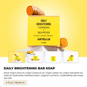 Daily Brightening - Organic Soap, Organic turmeric, Dull skin, Dark spots, Organic Face wash, Palm Free Soap, Skin Soultion