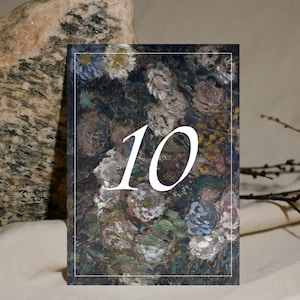 Números de mesa de casamento para impressão 1–20 – Estilo de pintura a óleo floral – Opção frente e verso – Download digital 5x7