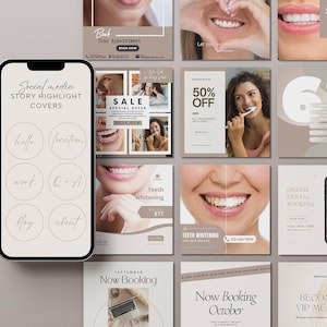 Teeth Whitening Instagram Template Teeth Whitening Social Media Post Media Post Templates Canva Destist Template Aesthetic Instagram Covers