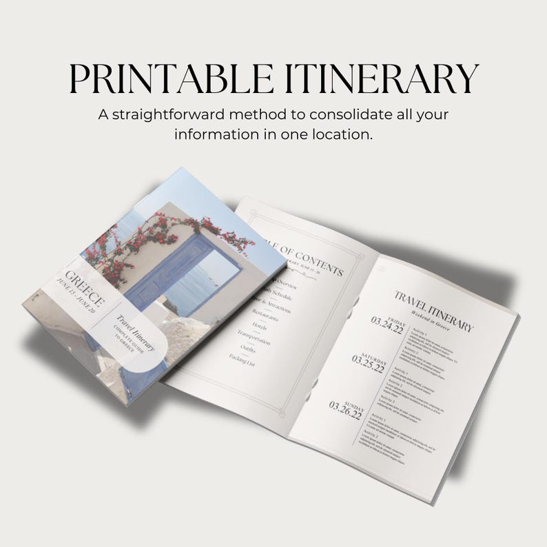 Editable Travel Itinerary Template | Trip Itinerary | Printable Travel Guide | Travel Agent Planner | Holiday Honeymoon Vacation Planner