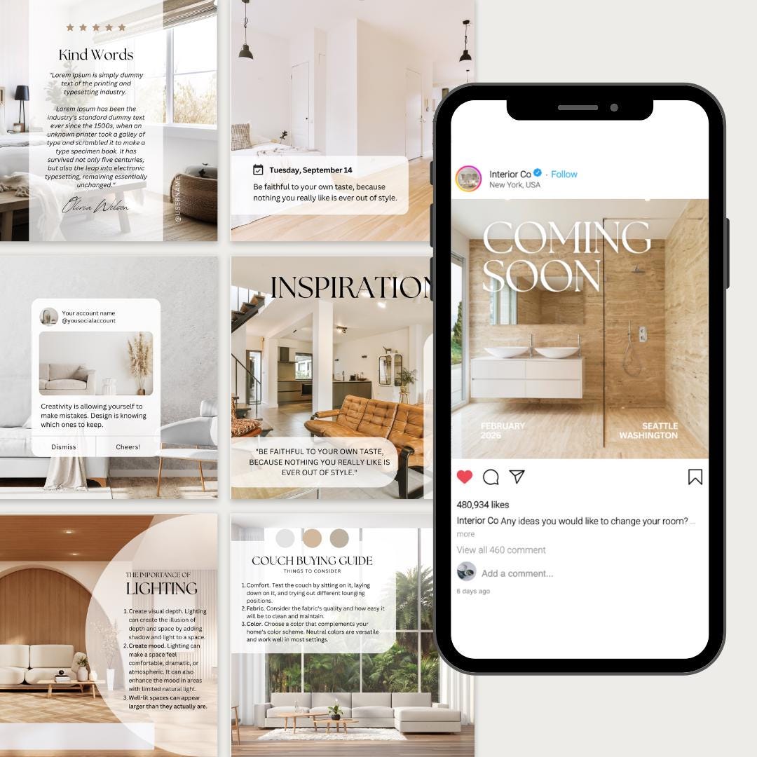 250 Interior Design Instagram Post Templates | Interior Design IG Post ...