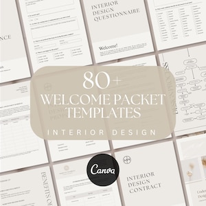 80+ Welcome Packet Templates Bundle | Client Discovery Form | Editable with Canva Template | Interior Design Clients Onboarding Architect