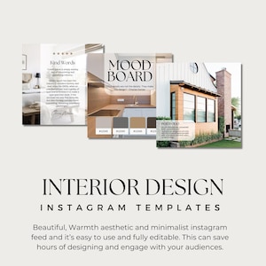 250+ Interior Design Instagram Post Template | Interior Design IG Post Template | Minimalist Canva Templates | Real Estate Social Media Post