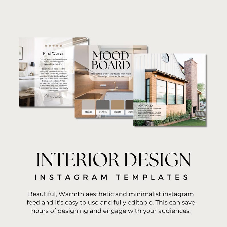 250+ Interior Design Instagram Post Template | Interior Design IG Post Template | Minimalist Canva Templates | Real Estate Social Media Post