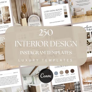 250 Interior Design Instagram Post Templates | Interior Design IG Post Template | Minimalist Canva Templates | Real Estate Social Media Post