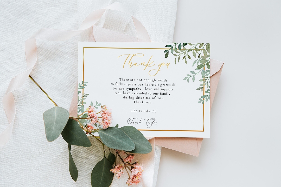 After Funeral Thank You Cards Funeral After Thank You Cards Digital