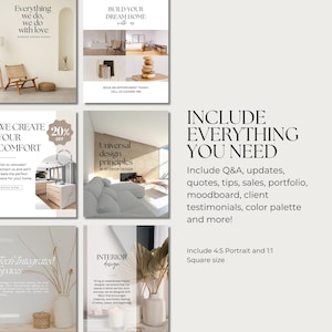 250+ Interior Design Instagram Post Template | Interior Design IG Post Template | Minimalist Canva Templates | Real Estate Social Media Post