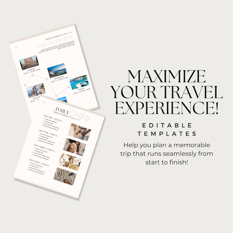Editable Travel Itinerary Template | Trip Itinerary | Printable Travel Guide | Travel Agent Planner | Holiday Honeymoon Vacation Planner
