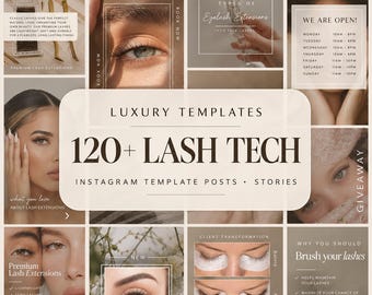 120+ Lash Tech Artist Instagram Template | Lash Stylist Post Templates | Lash Tech Instagram Post | Lash Extension Post | Lash Social Media