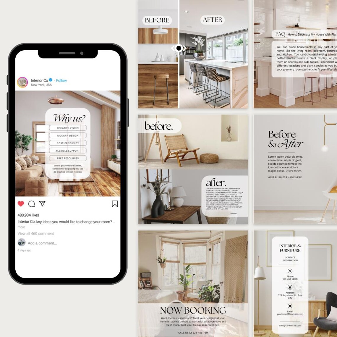 250 Interior Design Instagram Post Templates | Interior Design IG Post ...