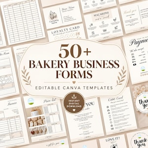 50+ Editable Bakery Business Canva Templates | Invoice, Order Forms, Price List (Digital Download)