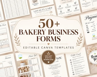 50+ Editable Bakery Business Canva Templates | Invoice, Order Forms, Price List (Digital Download)