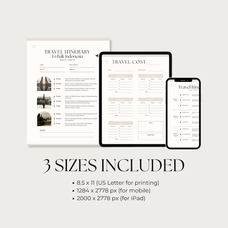 Editable Travel Itinerary Template | Trip Itinerary | Printable Travel Guide | Travel Agent Planner | Holiday Honeymoon Vacation Planner