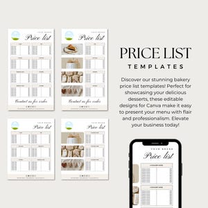 50+ Editable Bakery Business Canva Template | Invoice Template, QR Code Sign, Cake Order Form, Price List, Daily Planner, Cake Care Cards