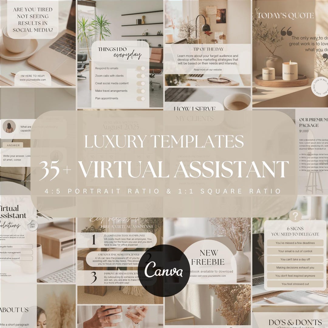 Virtual Assistant Instagram Templates | VA Instagram Posts | VA Social ...