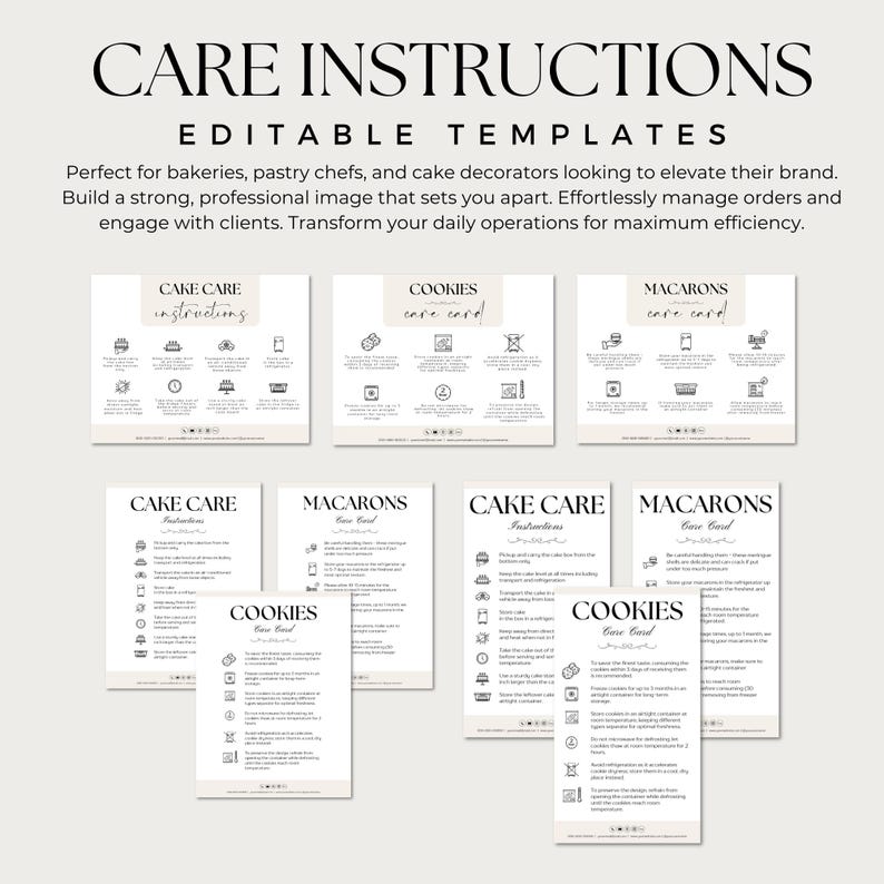 50+ Editable Bakery Business Canva Template | Invoice Template, QR Code Sign, Cake Order Form, Price List, Daily Planner, Cake Care Cards