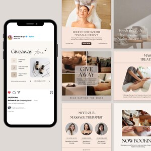 100 Massage Therapist Instagram Templates | Massage Therapy Social Media Post | Esthetician Beauty Spa Marketing | Bundle Massage Template