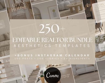 250 Real Estate Instagram Post + Story + Highlights Templates for Canva | Luxury Realtor Templates | Instagram Canva Template Aesthetic