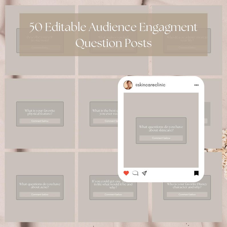 450+ Editable Skincare Instagram Posts Skincare Social Media Templates Instagram Templates for Estheticians Esthetician Business Neutral