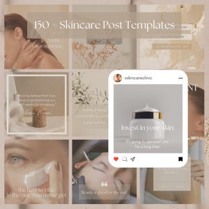 450+ Editable Skincare Instagram Posts Skincare Social Media Templates Instagram Templates for Estheticians Esthetician Business Neutral