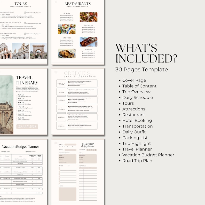 Editable Travel Itinerary Template | Trip Itinerary | Printable Travel Guide | Travel Agent Planner | Holiday Honeymoon Vacation Planner