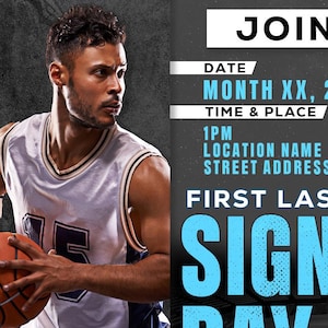 Flyer för signeringsdag för basketbollsuniversitetet: Grafik för sociala medier (Photoshop PSD)