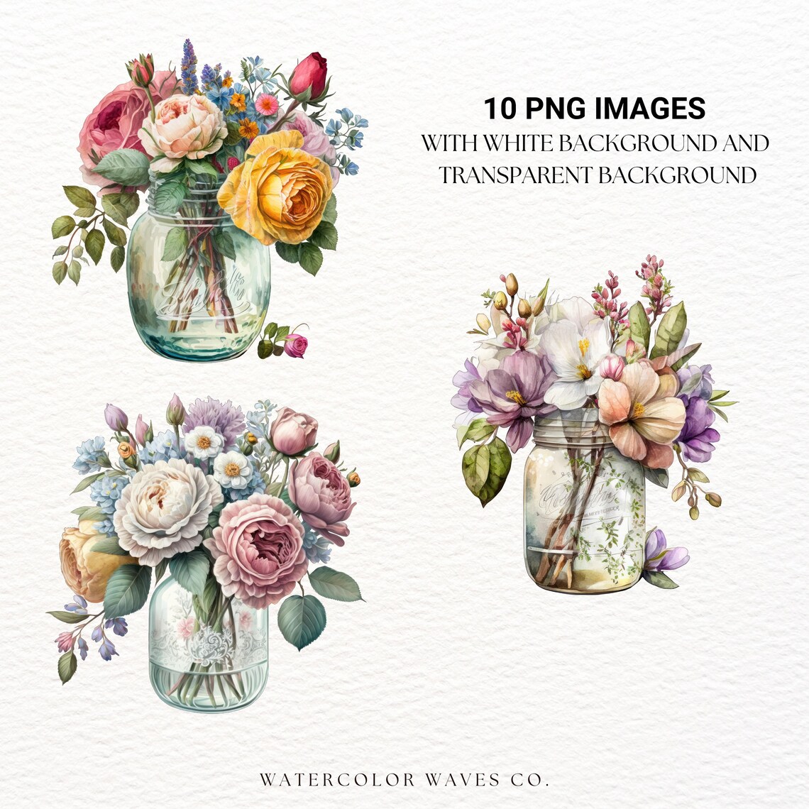 Vase of Flowers Clipart | Floral PNG | Watercolor Roses PNG ...