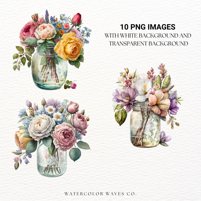 Vase of Flowers Clipart | Floral PNG | Watercolor Roses PNG ...