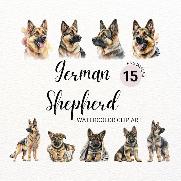 German Shepherd PNG | Dog PNG | German Shepherd Art | Cute Dog Clipart | Dog Portrait | Dog Watercolor | Puppy Images | Nursery Wall Art