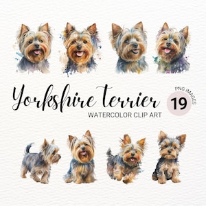 Puppy Yorkshire Terrier Clipart | Watercolor Yorkie PNG | Cute Dog Clipart | Dog Portrait | Dog PNG | Nursery Decor