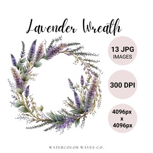 Lavendel Kranz Clipart | Blumen JPG | Lavendel Pflanze | Digitaler Planer | Junk Journal | Kartengestaltung | Aquarell Clipart