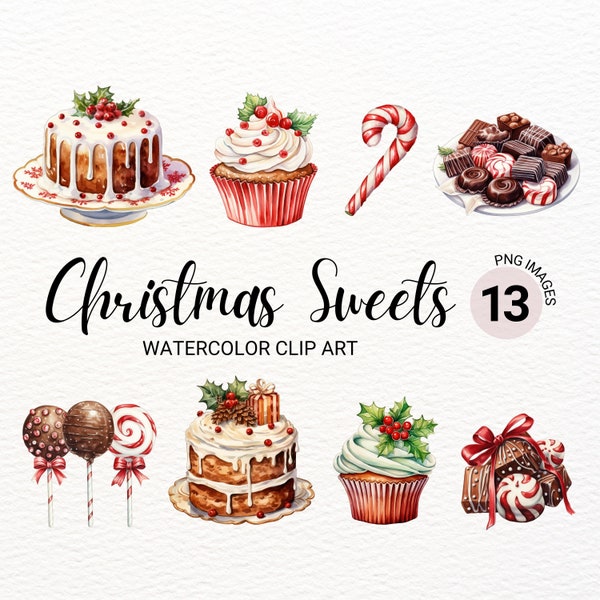 Christmas Sweets Clipart | Food PNG | Bakery Christmas Cookies | Christmas Card | Junk Journal | Digital Planner | Kawaii Collage Images