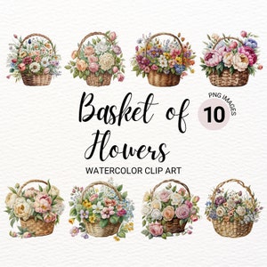 Bloemenmand Clipart | BloemenPNG | Aquarel bloemen clipart | Botanische kunst | Bruiloft clipart | Bloemboeket | Uitnodigingskaart