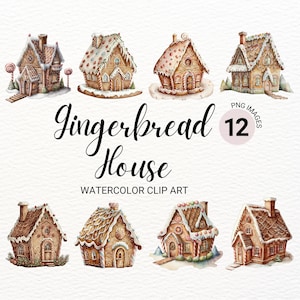 Gingerbread House Clipart | Food PNG | Bakery Christmas Decor | Christmas Clipart | Junk Journal | Digital Planner | Kawaii Collage Images